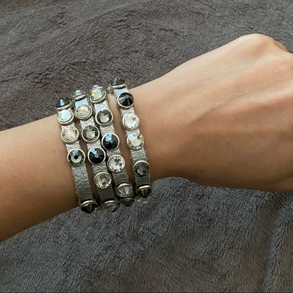 NWT Heet Real Leather Bracelet with Mixed Crystals